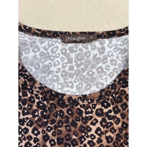 J. McLaughlin leopard print nylon spandex 3/4 sleeve top size SMALL cheetah - Picture 5 of 7